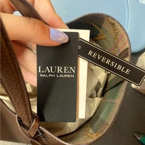 Brown Leather Ralph Lauren Purse/Tote Bag